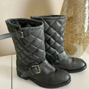 KG Kurt Geiger Grey Tamara Quilted Moto Boots‎